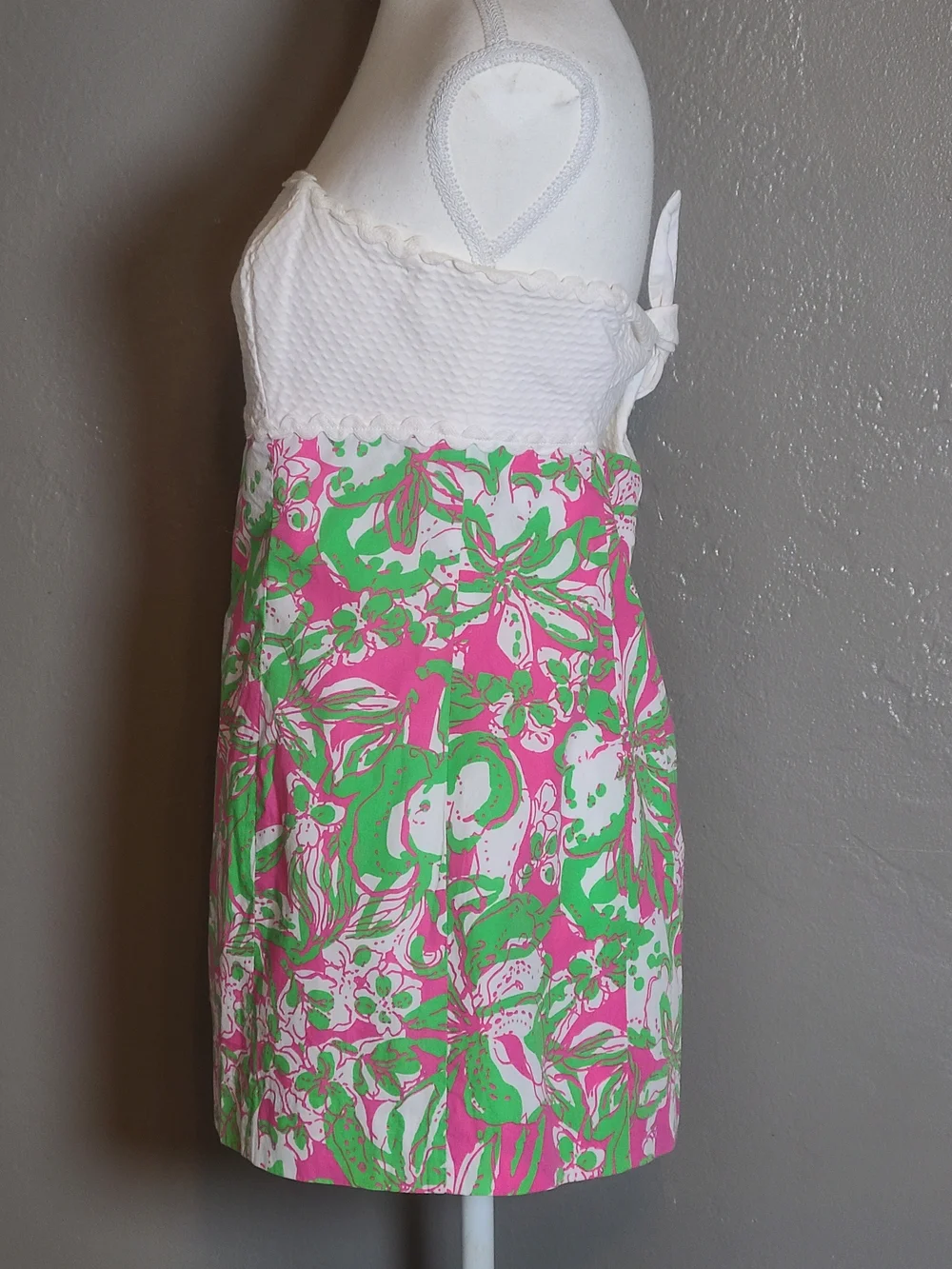 SOLD Pulitzer Vintage Strapless Dress With Zip & Back Tie White Textured SOLD - Picture 3 of 13